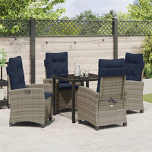 Tuin eettafelset met kussen 5 pcs Grijs poly rattan