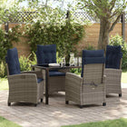 Garden dining set with cushion 5 pcs Grey poly rattan