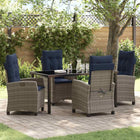 Garden dining set with cushion 5 pcs Grey poly rattan
