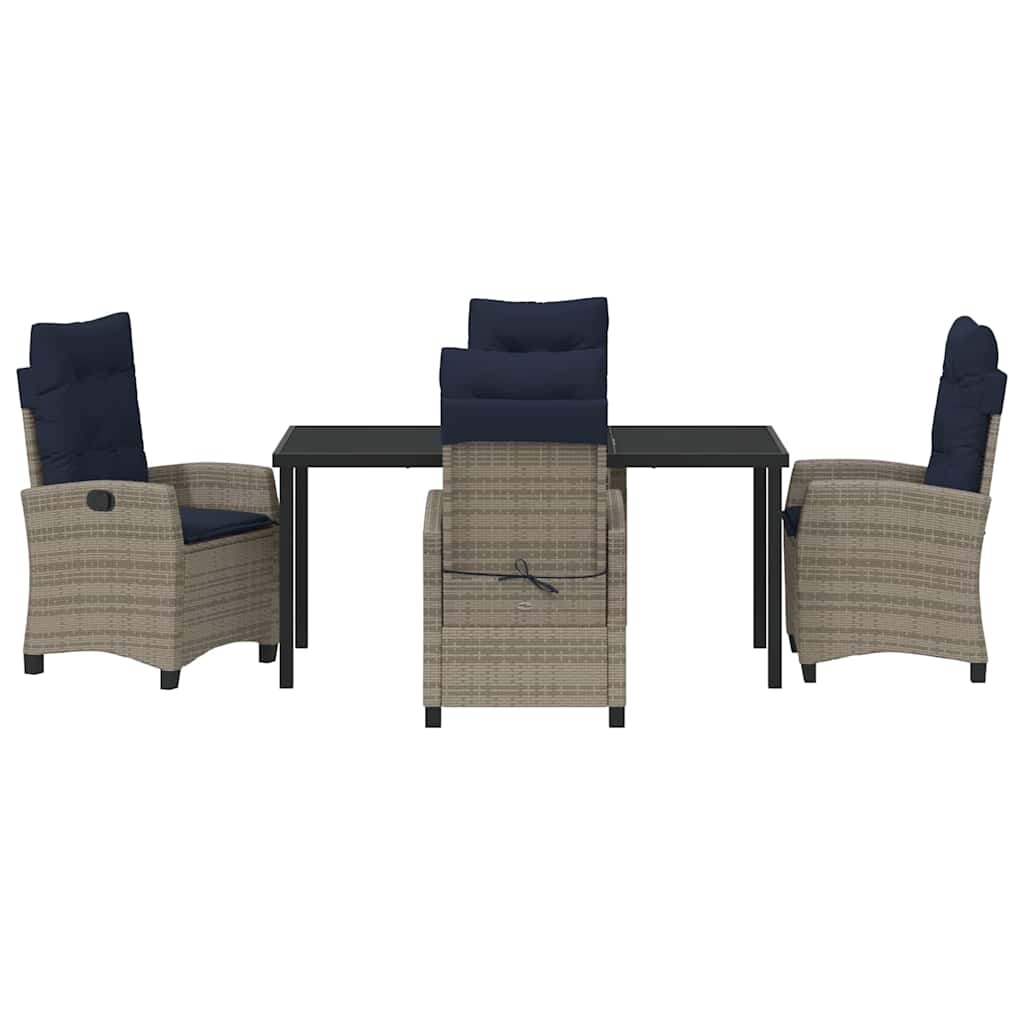 Tuin eettafelset met kussen 5 pcs Grijs poly rattan