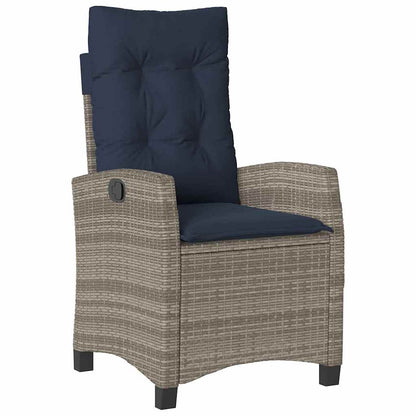 Tuin eettafelset met kussen 7 pcs Grijs poly rattan