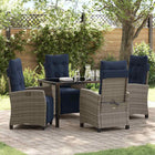 Garden dining set with cushion 5 pcs Grey poly rattan