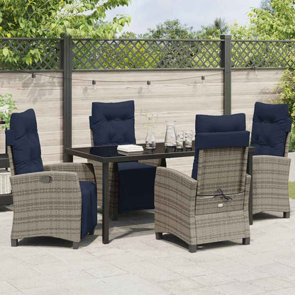 Tuin eettafelset met kussen 5 pcs Grijs poly rattan