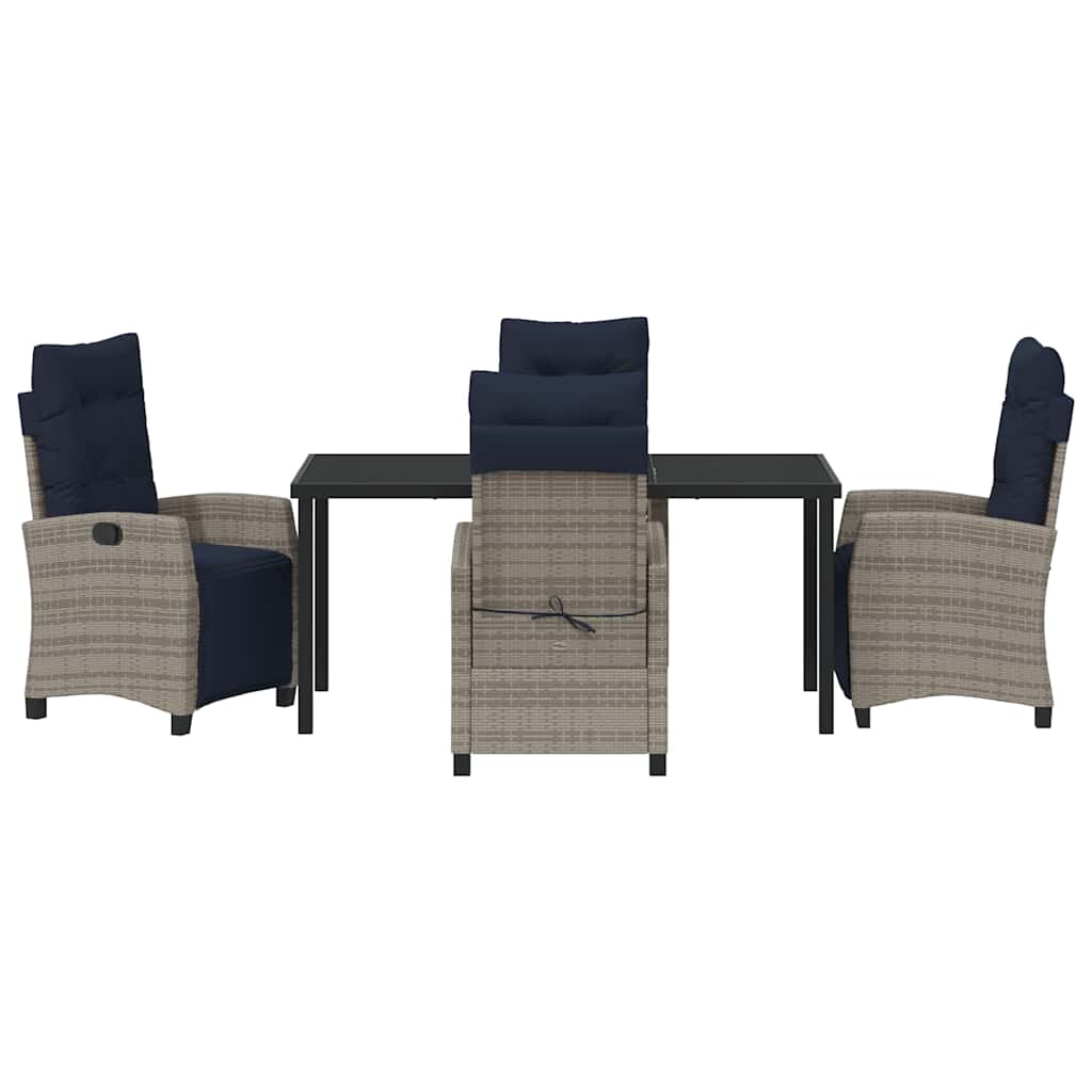 Tuin eettafelset met kussen 5 pcs Grijs poly rattan