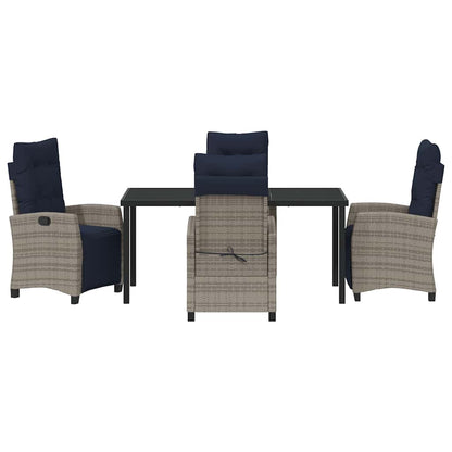 Tuin eettafelset met kussen 5 pcs Grijs poly rattan