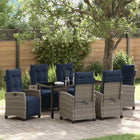 Garden dining set with cushion 7 pcs Grey poly rattan