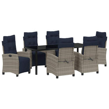 Tuin eettafelset met kussen 7 pcs Grijs poly rattan
