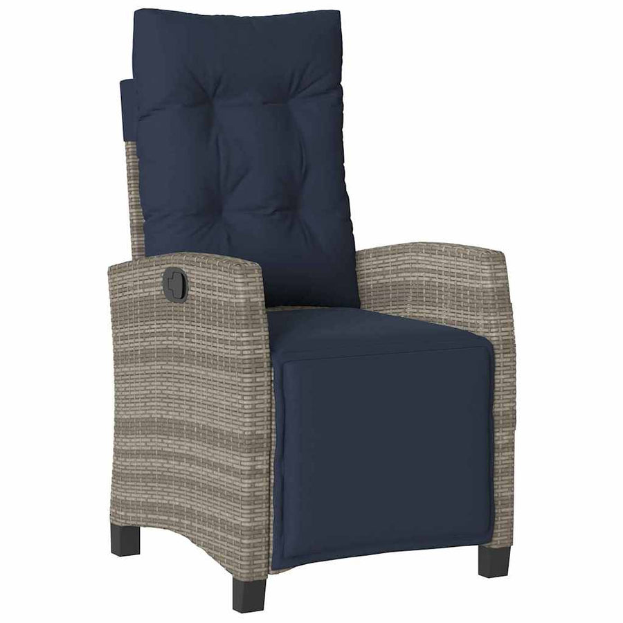Tuin eettafelset met kussen 9 pcs Grijs poly rattan