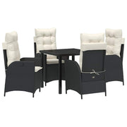 Tuin eettafelset poly rattan zwart 4 personen