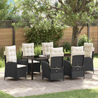 Garden Dining Set with Cushion 7 pcs Black poly rattan
