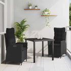 Tuin eettafelset poly rattan zwart 2 personen