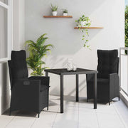 Tuin eettafelset poly rattan zwart 2 personen
