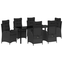 Tuin Eettafelset Met Kussen 7 Pcs Zwart Poly Rattan