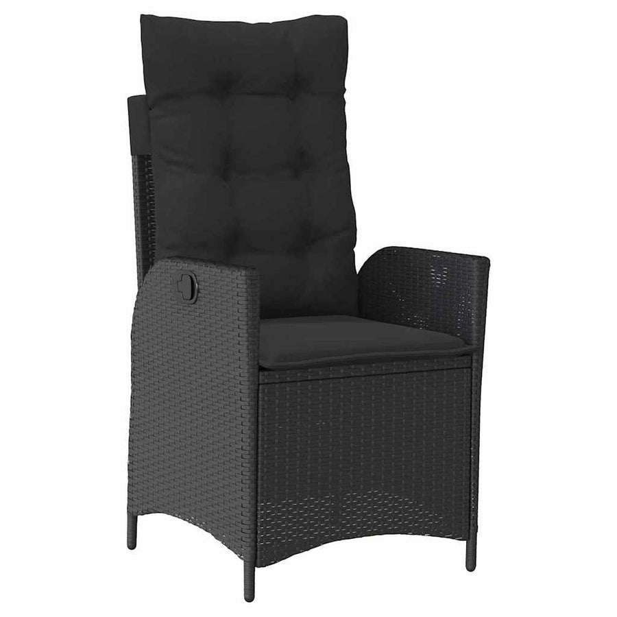 Tuin Eettafelset Met Kussen 9 Pcs Zwart Poly Rattan