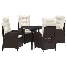 Tuin eettafelset met kussen 5 pcs Bruin poly rattan