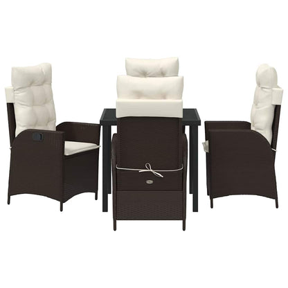 Tuin eettafelset met kussen 5 pcs Bruin poly rattan