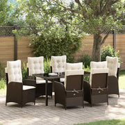 Tuin eettafelset poly rattan 7-delig bruin