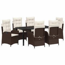 Tuin eettafelset met kussen 7 pcs Bruin poly rattan