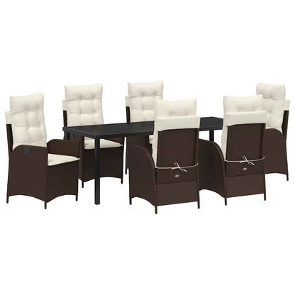 Tuin Eettafelset Met Kussen 7 Pcs Bruin Poly Rattan