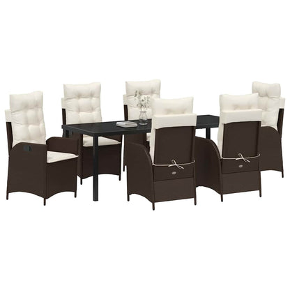 Tuin Eettafelset Met Kussen 7 Pcs Bruin Poly Rattan