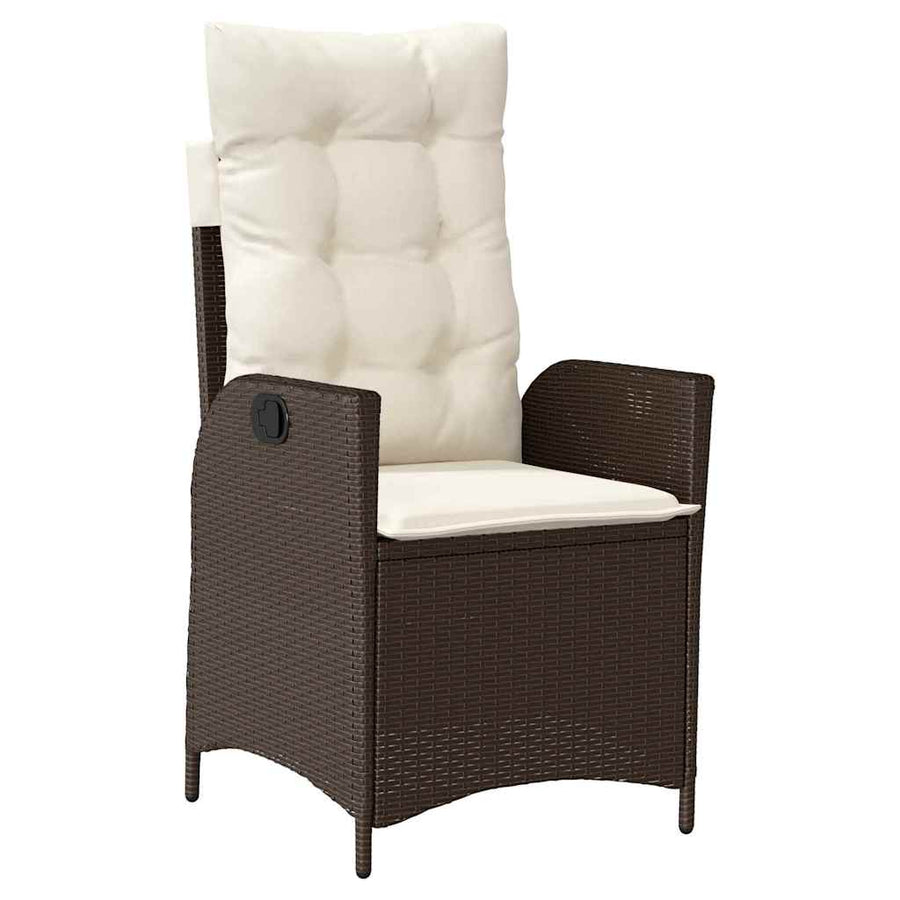 Tuin eettafelset met kussen 9 pcs Bruin poly rattan