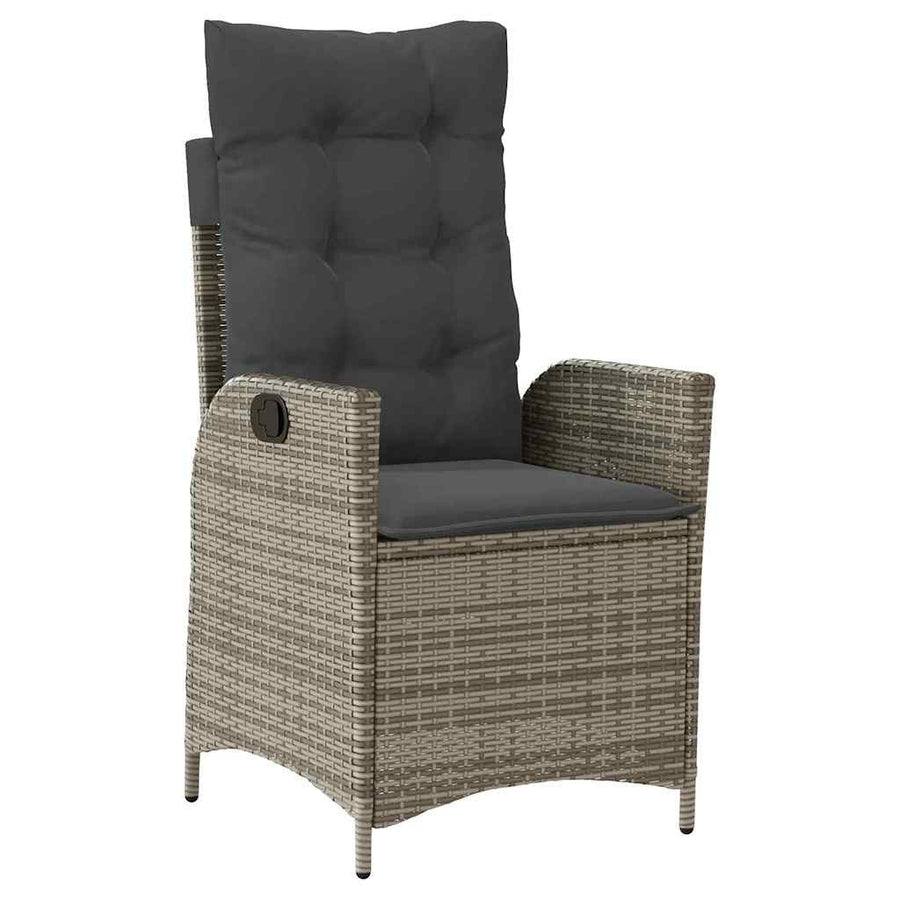 Tuin eettafelset met kussen 5 pcs Grijs poly rattan