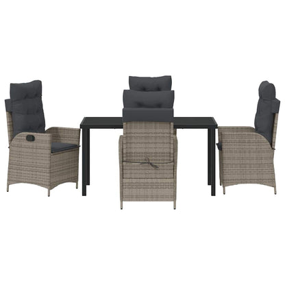 Tuin eettafelset met kussen 5 pcs Grijs poly rattan