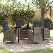 Tuin eettafelset poly rattan grijs 4 personen