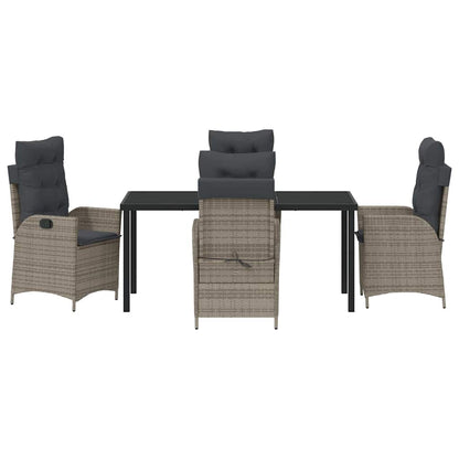 Tuin eettafelset met kussen 5 pcs Grijs poly rattan