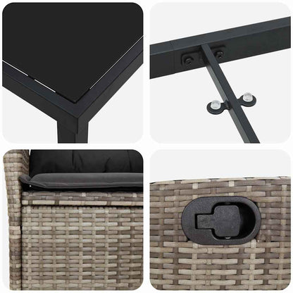 Tuin Eettafelset Met Kussen 7 Pcs Grijs Poly Rattan