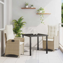 Tuin eettafelset met kussen 3 pcs Beige poly rattan