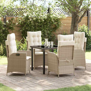 Garden Dining Set with Cushion 5 pcs Beige Poly Rattan