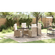 Tuin eettafelset poly rattan beige 4 personen