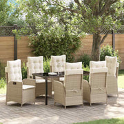 Garden Dining Set with Cushion 7 pcs Beige Poly Rattan