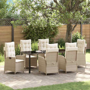 Eettafelset tuin 7-delig poly rattan beige
