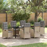 Tuin eettafelset 7-delig poly rattan beige