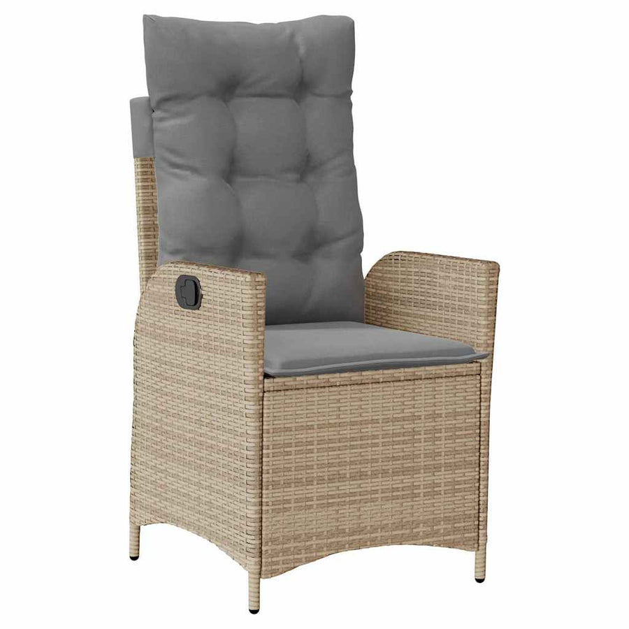 Tuin Eettafelset Met Kussen 7 Pcs Beige Poly Rattan