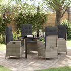 Garden dining set with cushions 5 pcs Light grey poly rattan