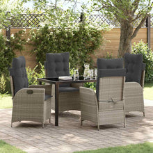 Tuin eettafelset met kussen 5 pcs Lichtgrijs poly rattan