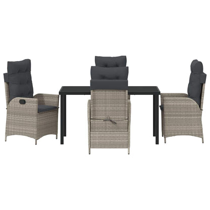 Tuin eettafelset met kussen 5 pcs Lichtgrijs poly rattan