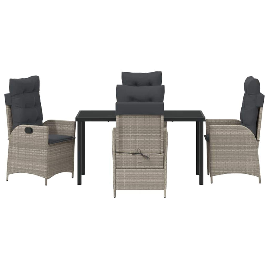 Tuin eettafelset met kussen 5 pcs Lichtgrijs poly rattan