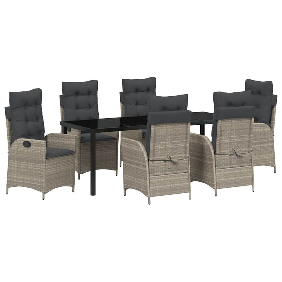 Tuin Eettafelset Met Kussen 7 Pcs Lichtgrijs Poly Rattan