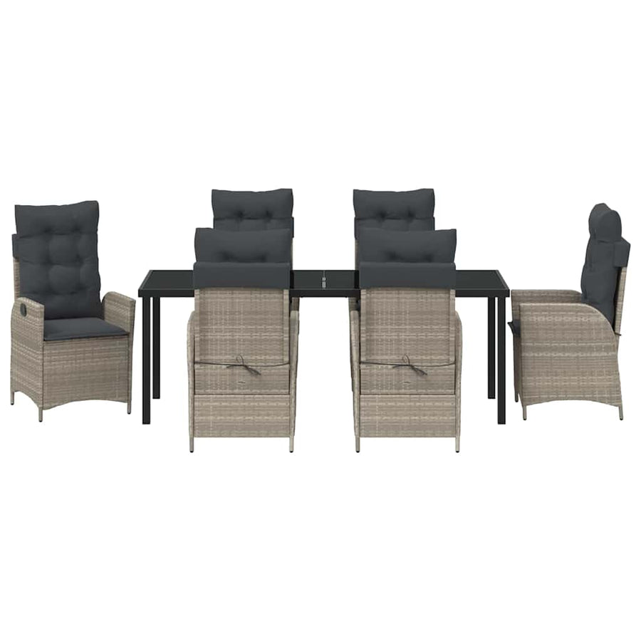 Tuin Eettafelset Met Kussen 7 Pcs Lichtgrijs Poly Rattan