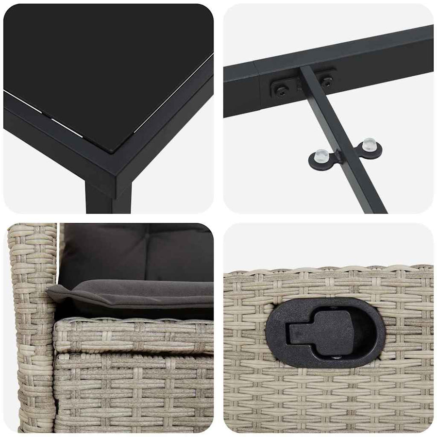 Tuin Eettafelset Met Kussen 9 Pcs Lichtgrijs Poly Rattan