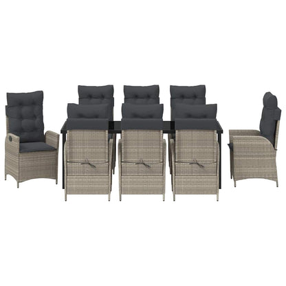 Tuin Eettafelset Met Kussen 9 Pcs Lichtgrijs Poly Rattan