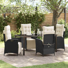 Tuin eettafelset poly rattan zwart 4 personen