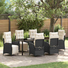 Garden Dining Set with Cushion 7 pcs Black poly rattan