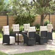 Tuinset poly rattan 7-delig zwart met kussens