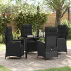 Tuin eettafelset poly rattan 4 personen zwart