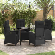 Tuin eettafelset poly rattan 4 personen zwart